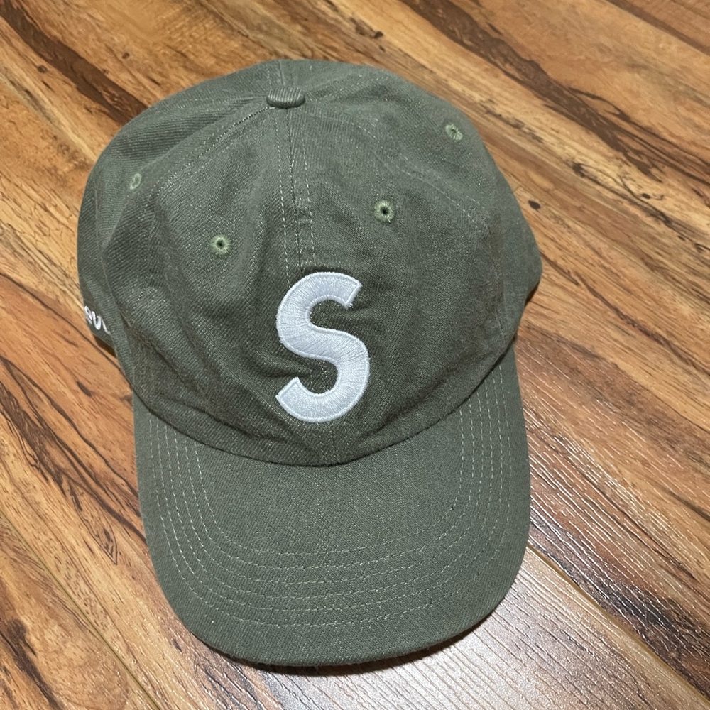 Supreme Olive Cap with White S Logo